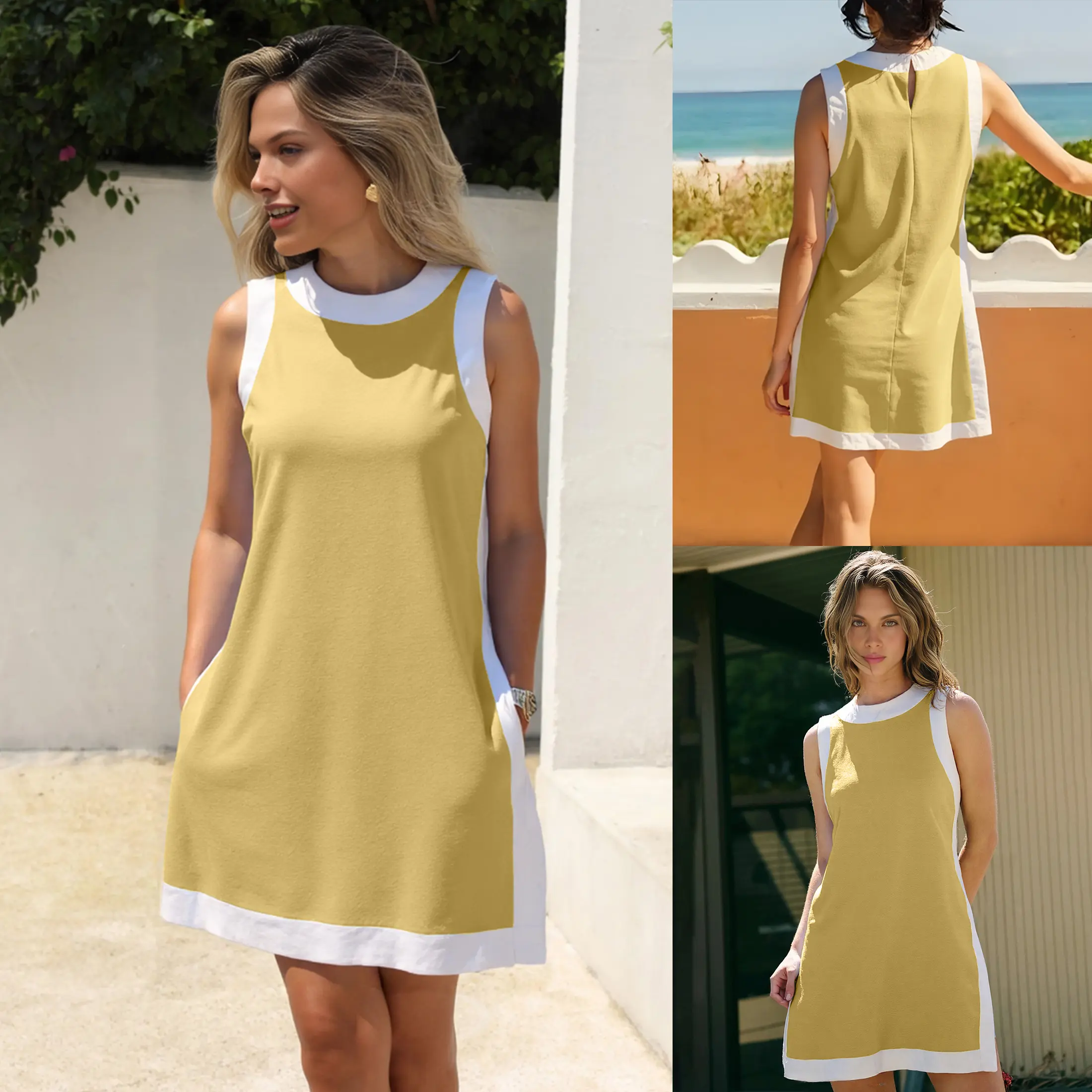 Women's Casual Color Block Two Piece Set