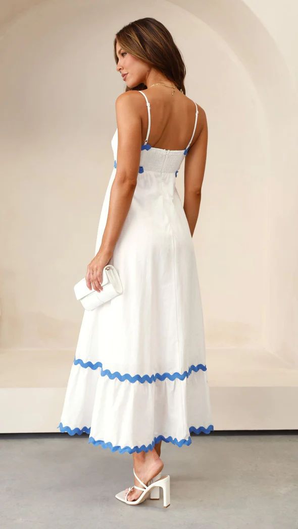 Sling Solid Color Wave Midi Dress