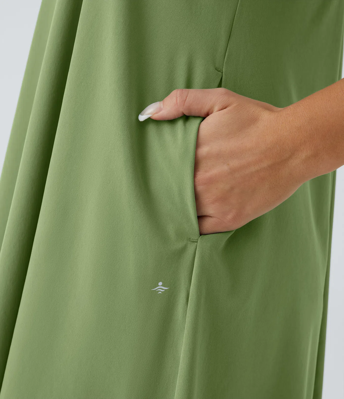 Backless Side-Pocket High-Low Hem Flowy Mid-Length Quick-Drying Casual Dress