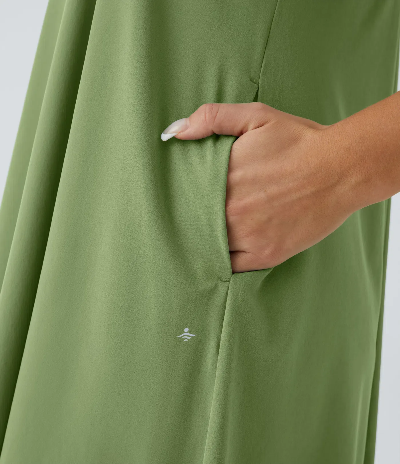 Backless Side-Pocket High-Low Hem Flowy Mid-Length Quick-Drying Casual Dress