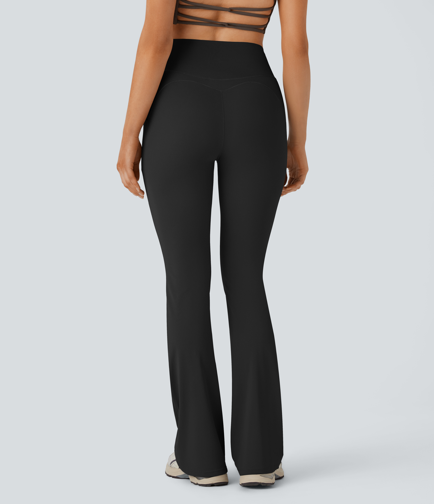 QuickDry High Waisted Tummy Control Pocket Yoga Flare Leggings