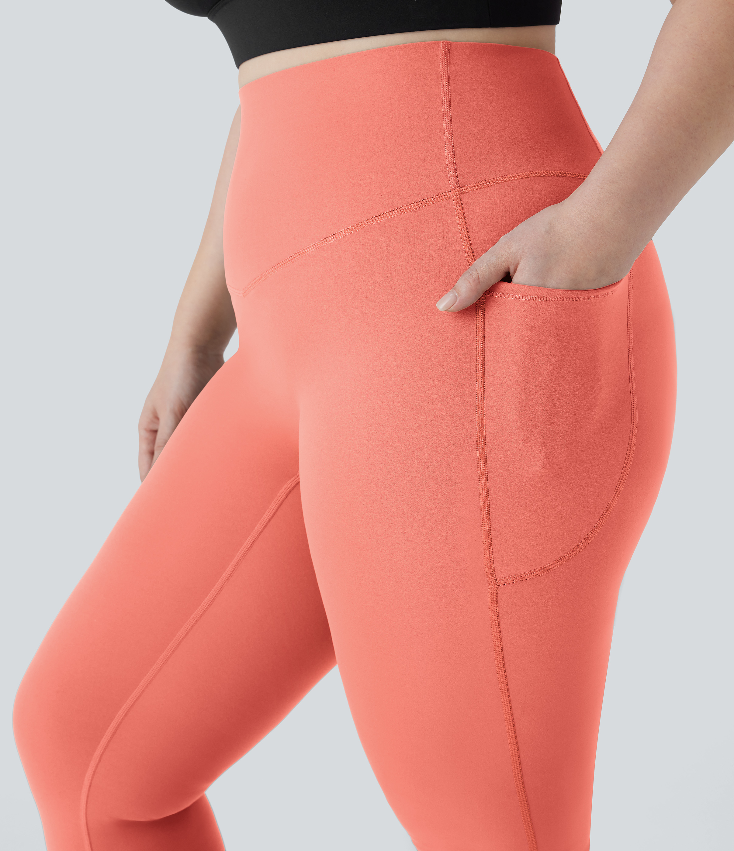 High Waisted Tummy Control Pocket Shaping Yoga Bootcut Plus Size Leggings