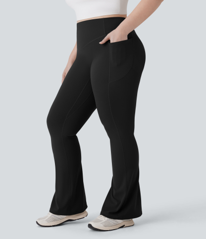 High Waisted Scrunch Butt Lifting Tummy Control Pocket Shaping Yoga Bootcut Plus Size Leggings
