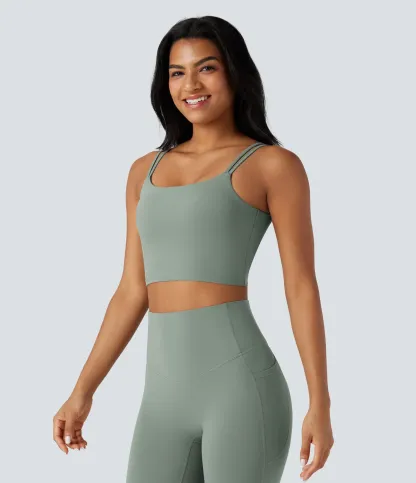 UltraSculpt™ Double Straps Twisted Backless Cropped Yoga Tank Top