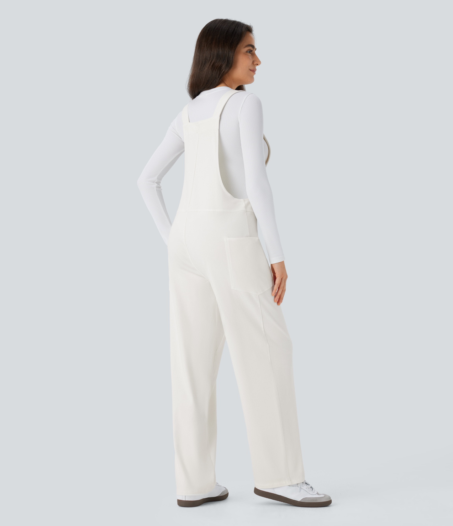 V Neck Pocket Washed Denim Casual Overalls