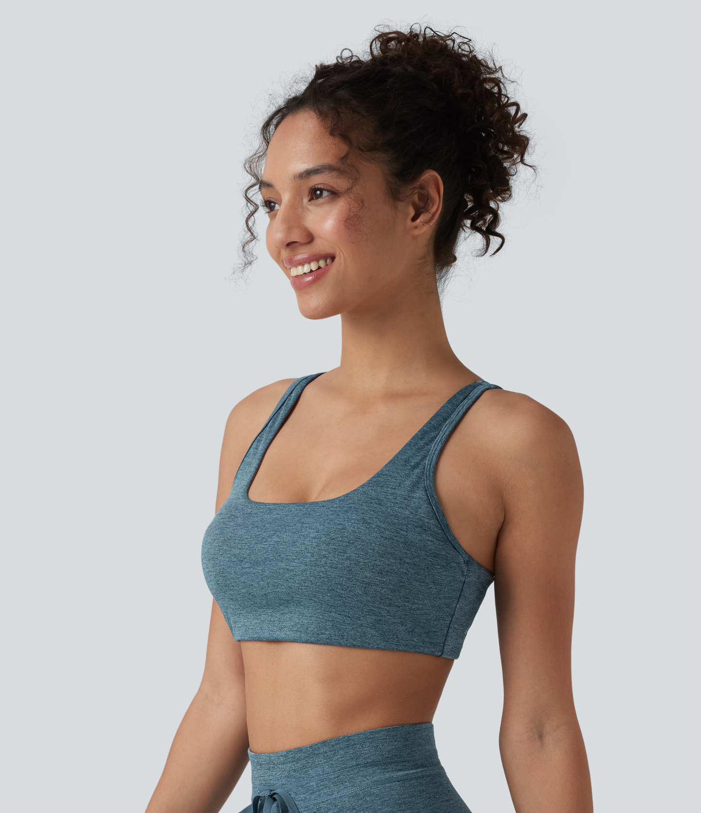 Heathered Low Support U Neck Cut Out Quick Dry  Yoga Sports Bra