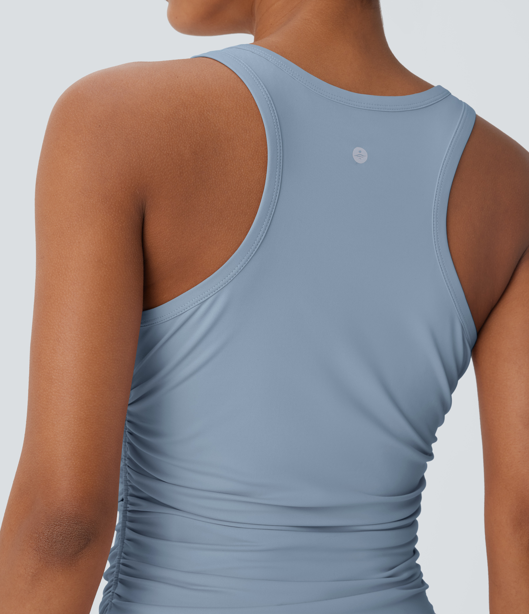 Round Neck Racerback Ruched Yoga Tank Top