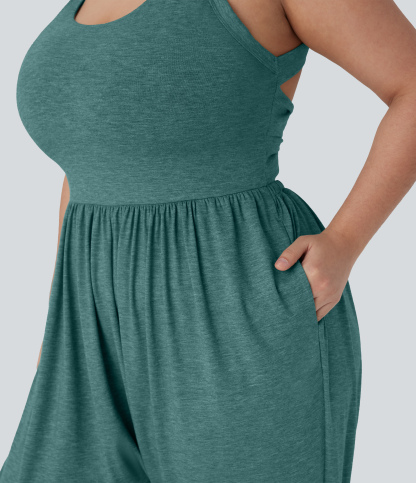 Harem Casual Plus Size Jumpsuit with Pocket-Easy Peezy Edition