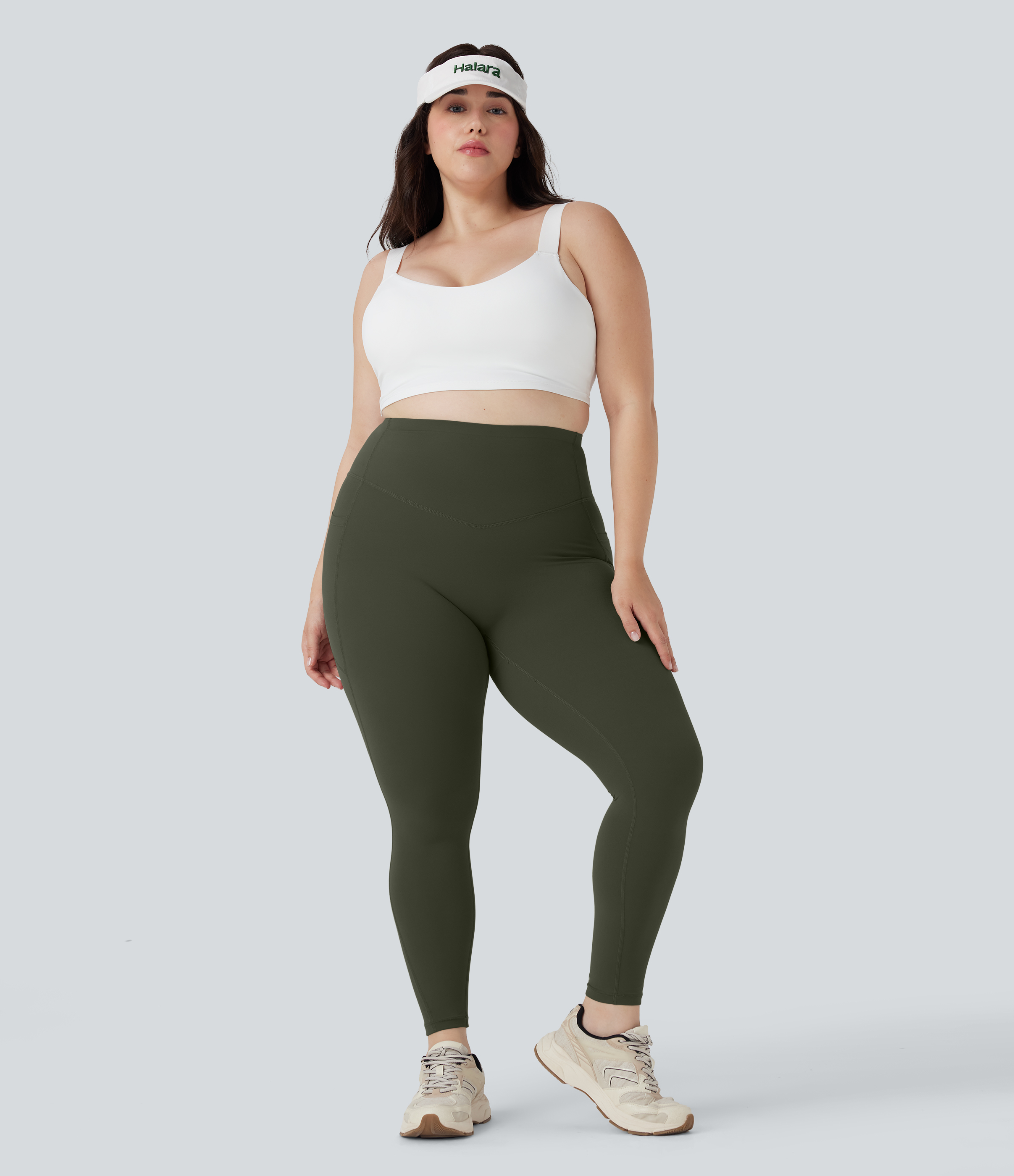 Plus Size High Waisted Butt Lifting Tummy Control Shaping Training Leggings with Pockets