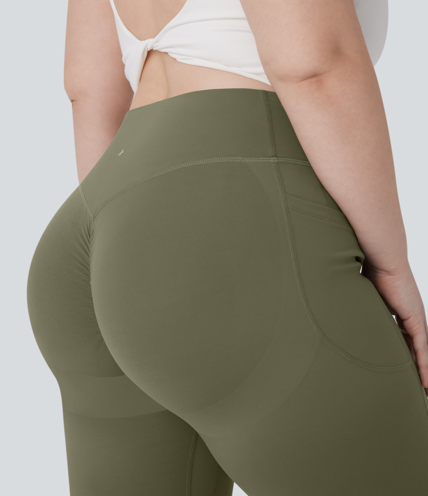 High Waisted Scrunch Butt Lifting Tummy Control Pocket Shaping Yoga Bootcut Plus Size Leggings