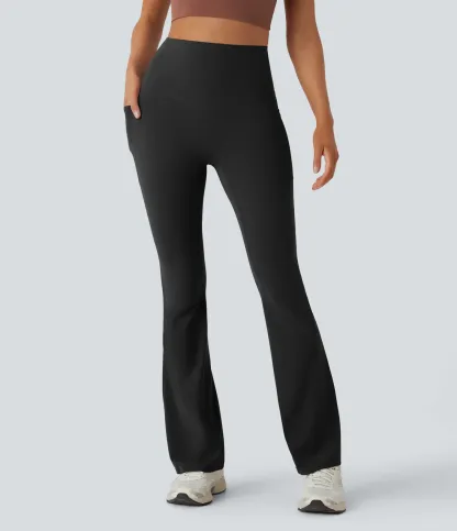 High Waisted Tummy Control Pocket Shaping Yoga Bootcut Leggings