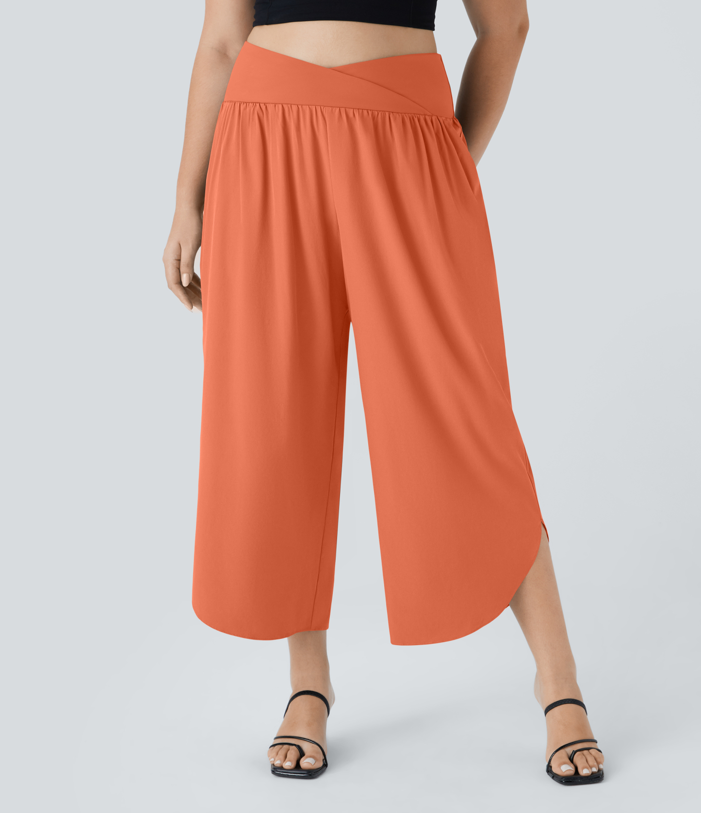 High Waisted Crossover Pocket Quick Dry Plus Size Pants