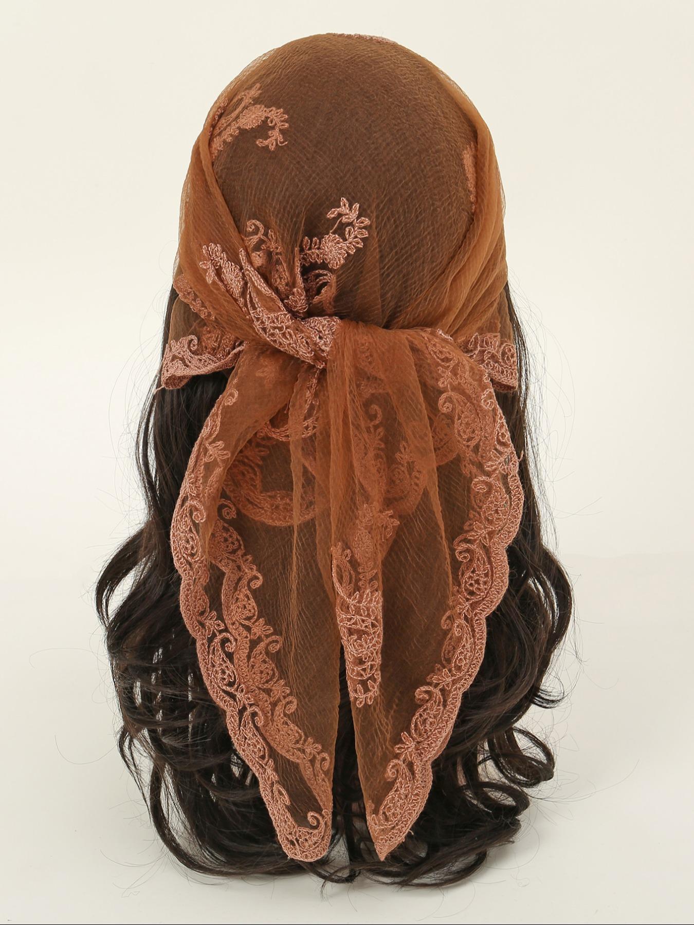 Women's Floral Embroidered Square Scarf, Fashionable Elegant Multifunctional Scarf For Daily Wear, Casual Versatile Scarf For Women
