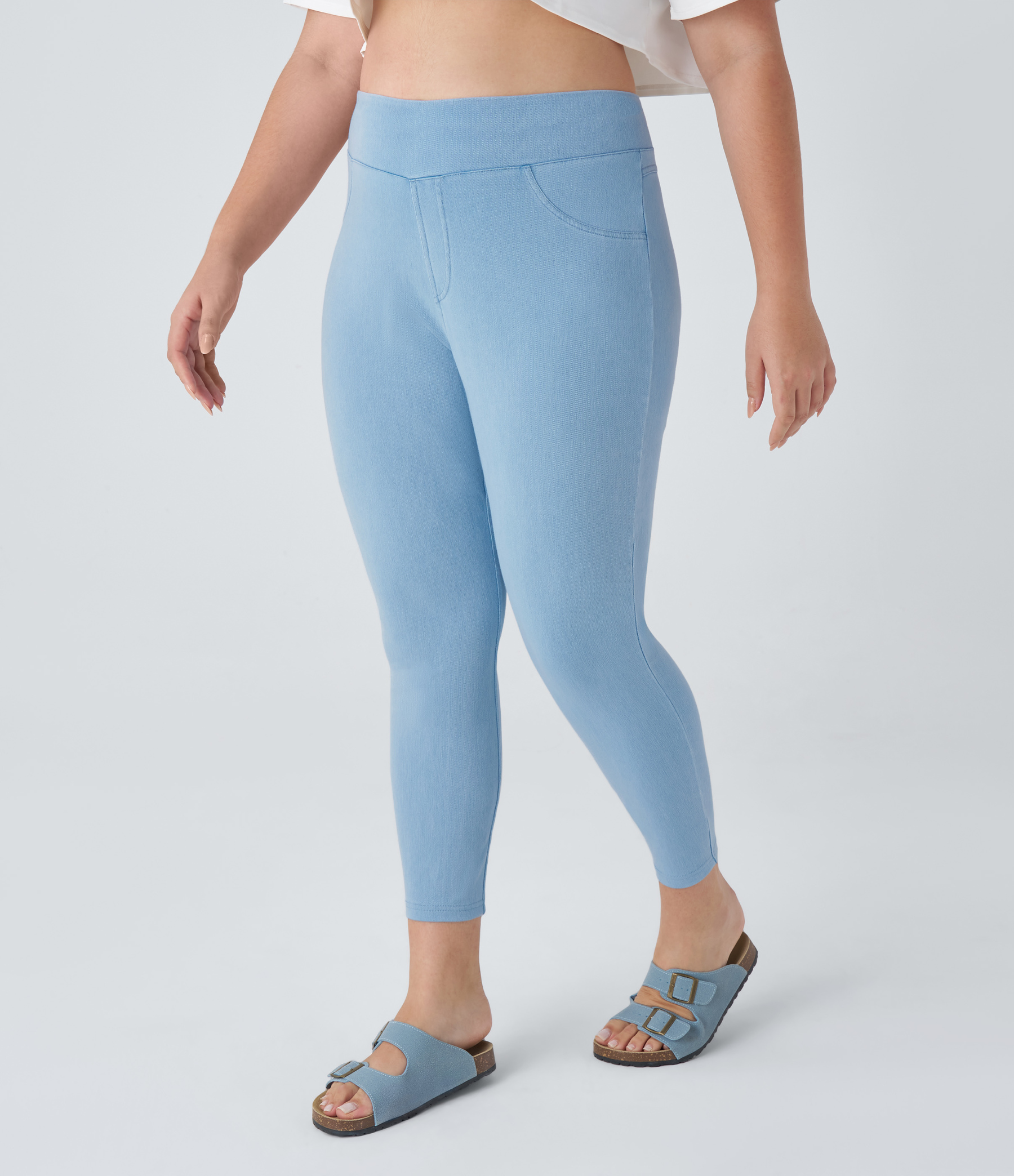 High Waisted Pocket Denim Plus Size Casual Leggings