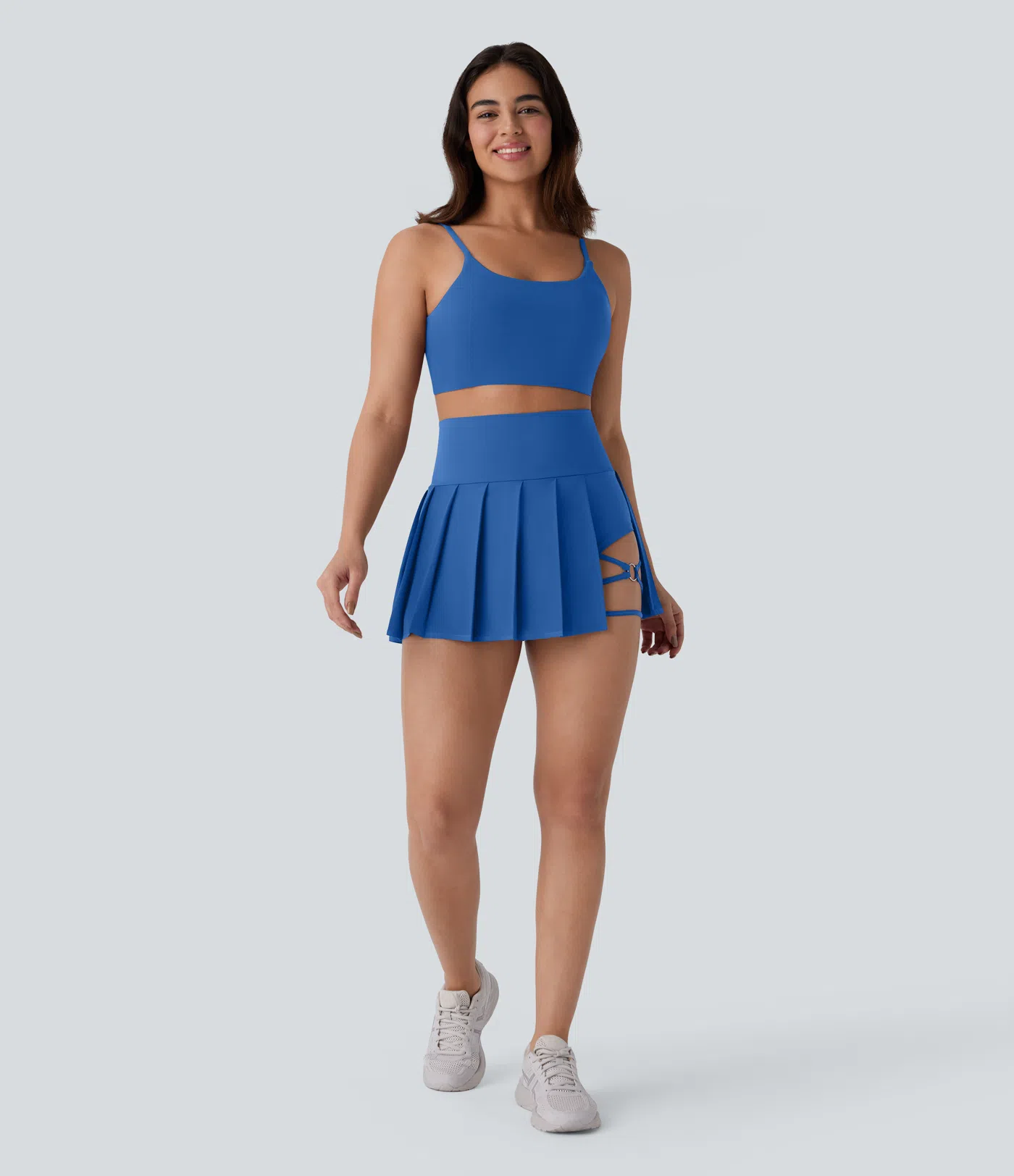 High Waisted Pleated 2-in-1 Side & Pocket Asymmetric Hem Quick Dry Mini Dance Skirt