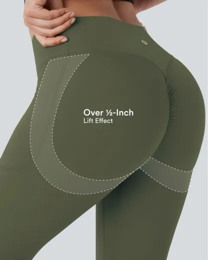 High Waisted Scrunch Butt Lifting Tummy Control Pocket Shaping Yoga Bootcut Leggings