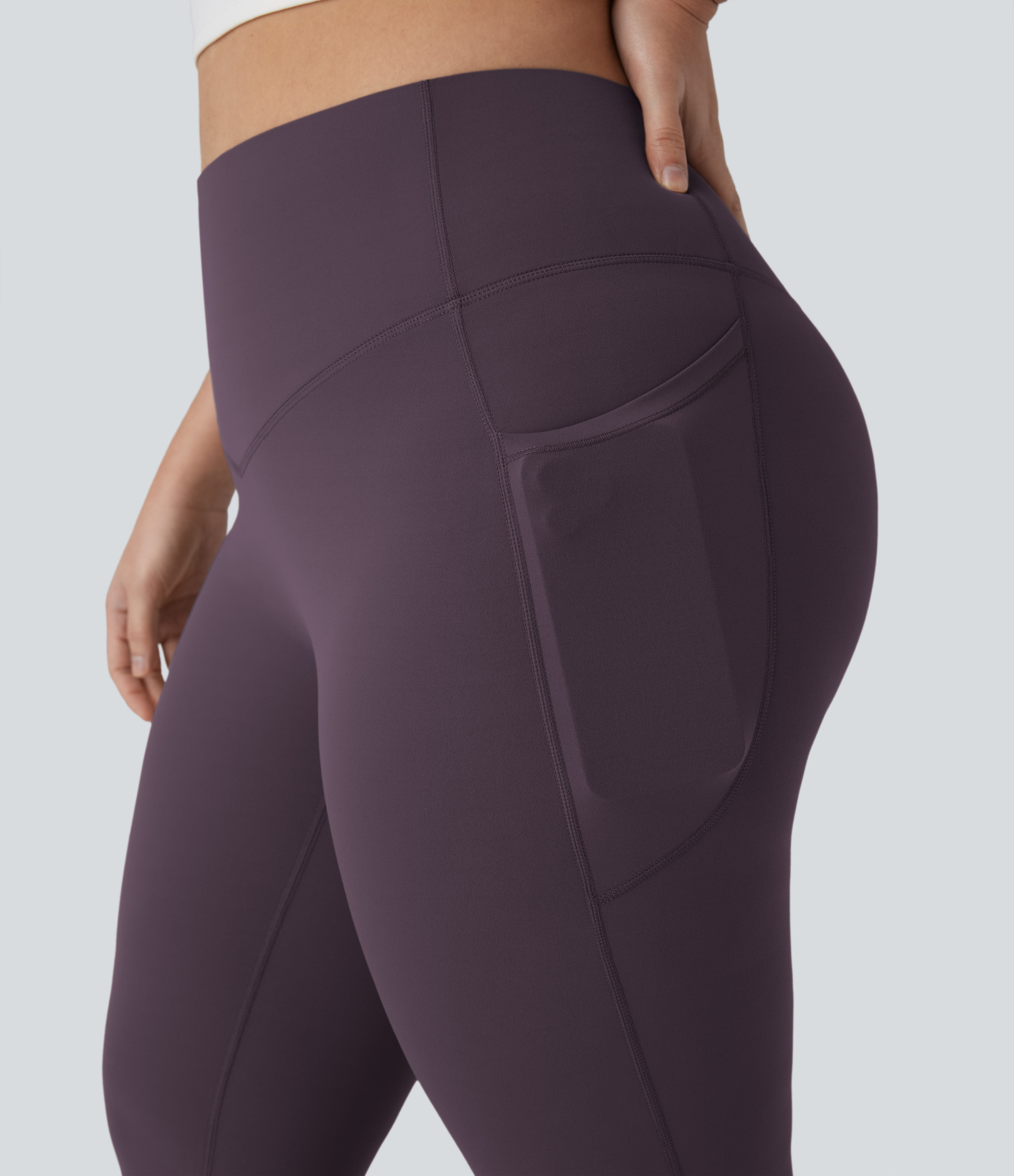 High Waisted Tummy Control Pocket Shaping Yoga Bootcut Plus Size Leggings