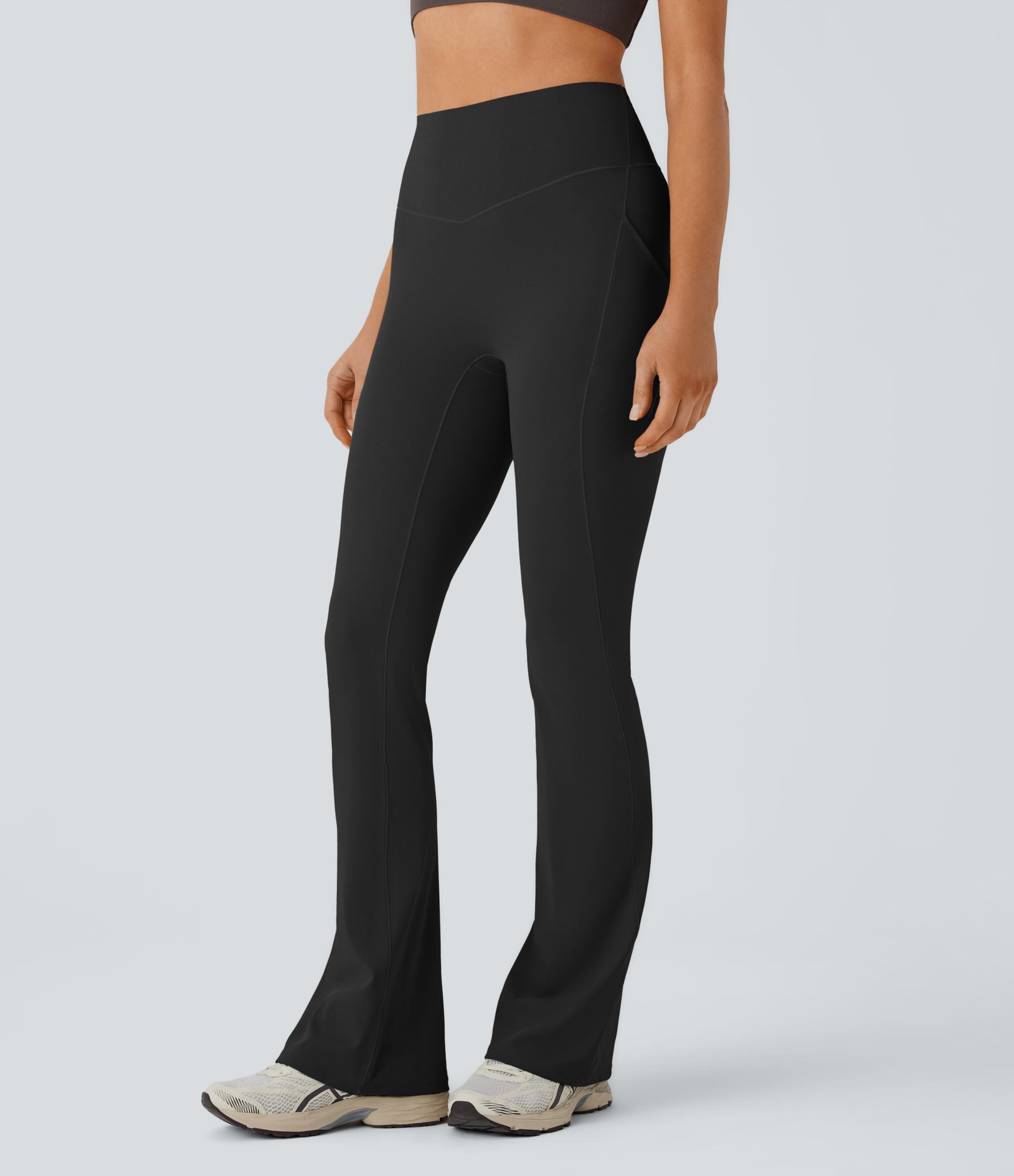 QuickDry High Waisted Tummy Control Pocket Yoga Flare Leggings