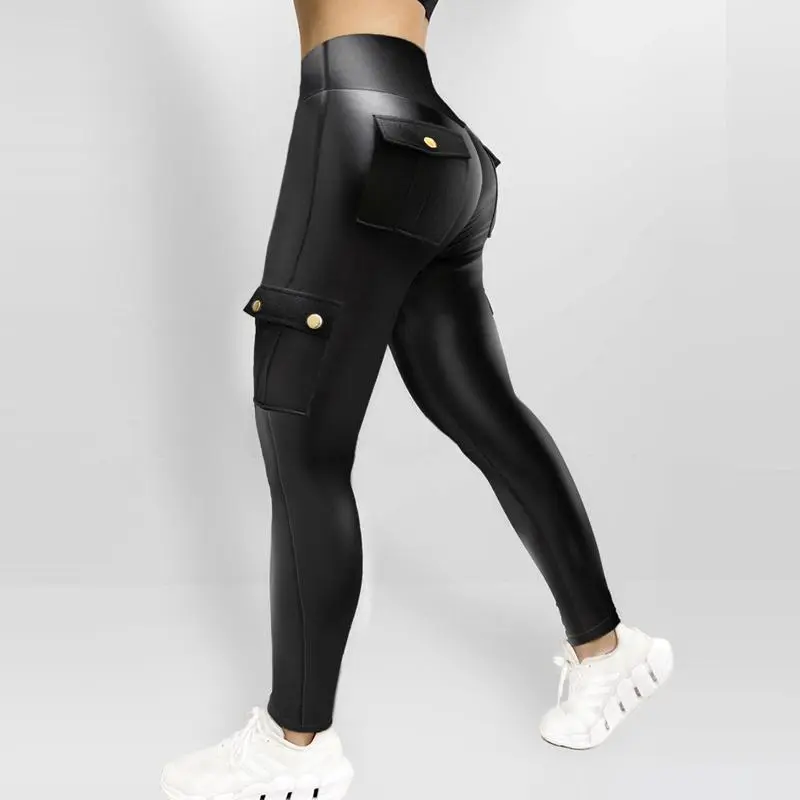 Womens Butt Lifting Leggings with Flap Pockets/ High Waist Tummy Control Workout Cargo Leggings/High Waist Tummy Control Leggings Yoga Pants Gym Sportswear Bottoms