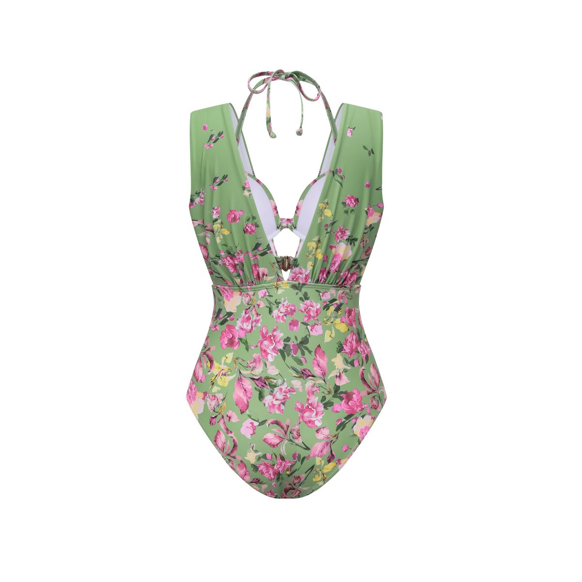 Floral Bikini & Plunging Ruched Swim Set