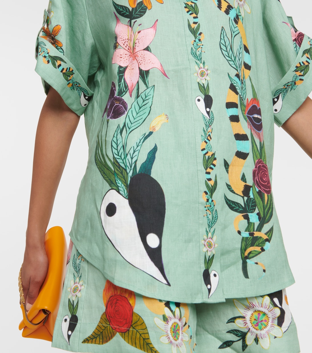 Green Printed Short Slevees Shirt and Shorts Set