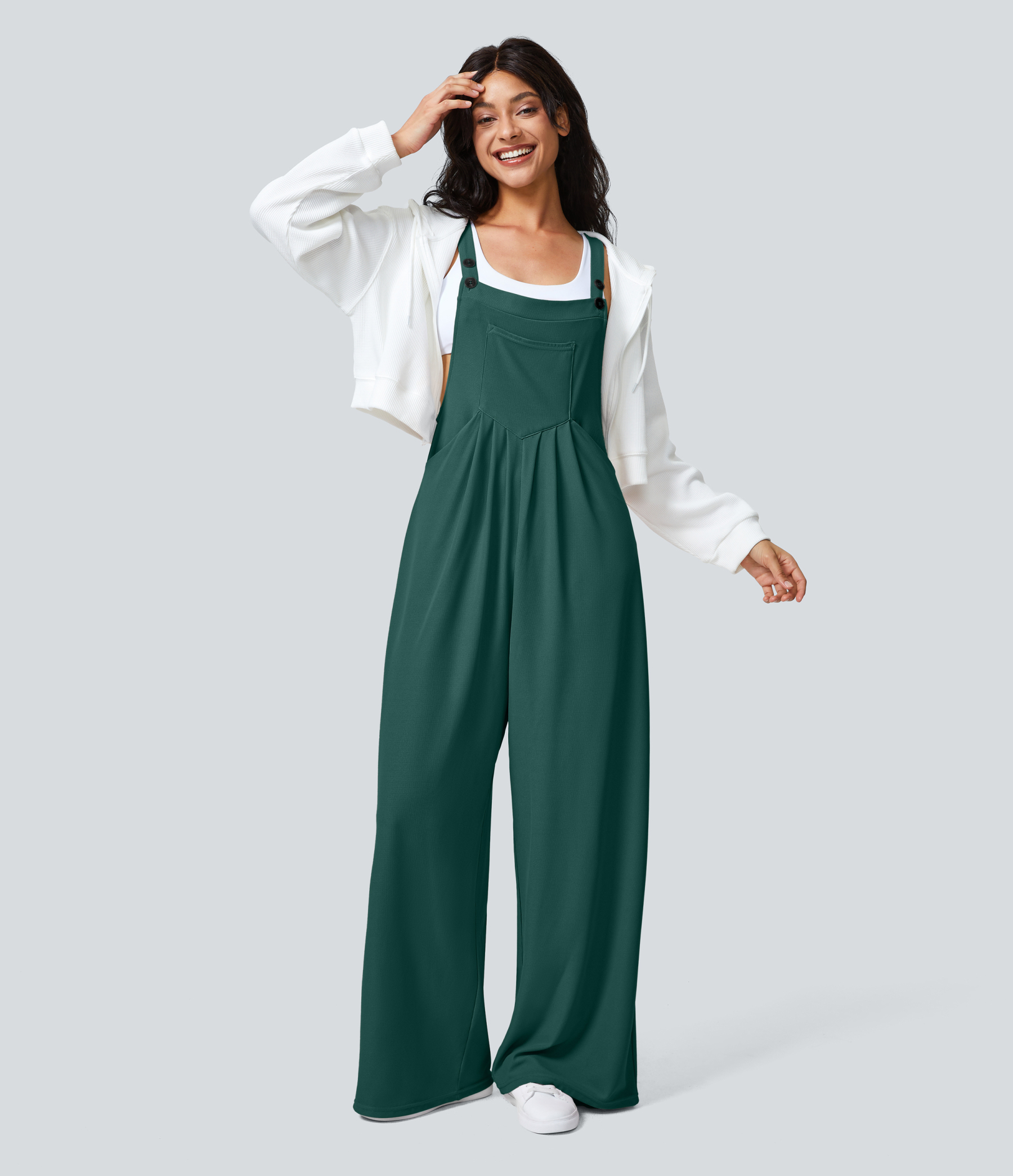 Pockets Waffle Casual Overalls