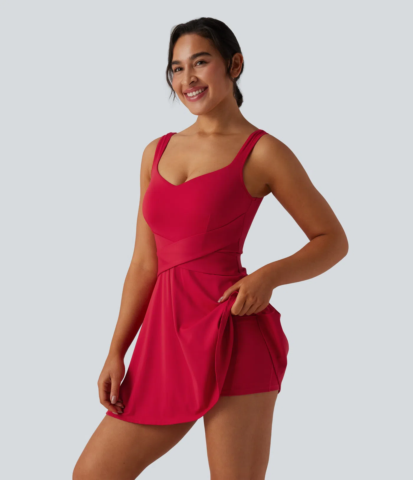 Breathable 2-in -1 Cool-Touch Mini Tennis Sport Dress With Pockets-Easy To Wear And Take-off Version-UPF50