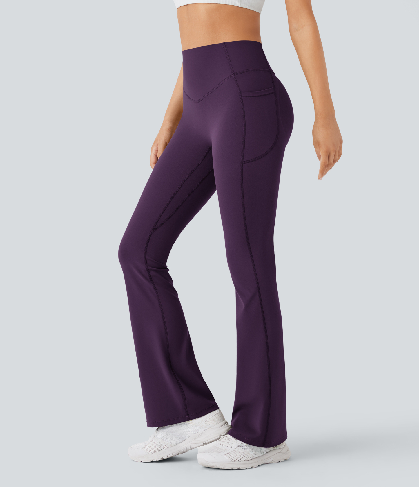 High Waisted Scrunch Butt Lifting Tummy Control Pocket Shaping Yoga Bootcut Leggings