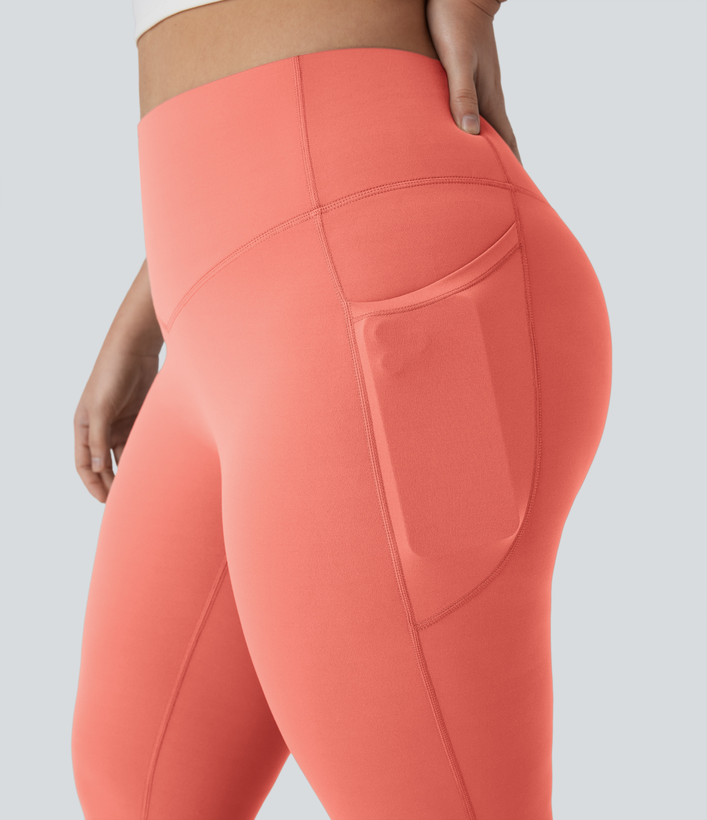 High Waisted Tummy Control Pocket Shaping Yoga Bootcut Plus Size Leggings