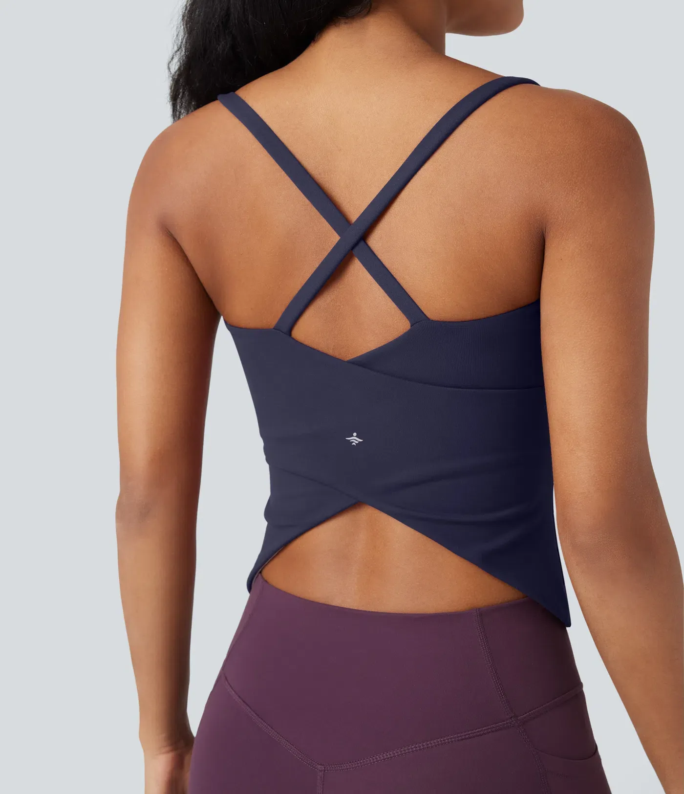 Round Neck Cross Backless Cross Hem Yoga Camisole