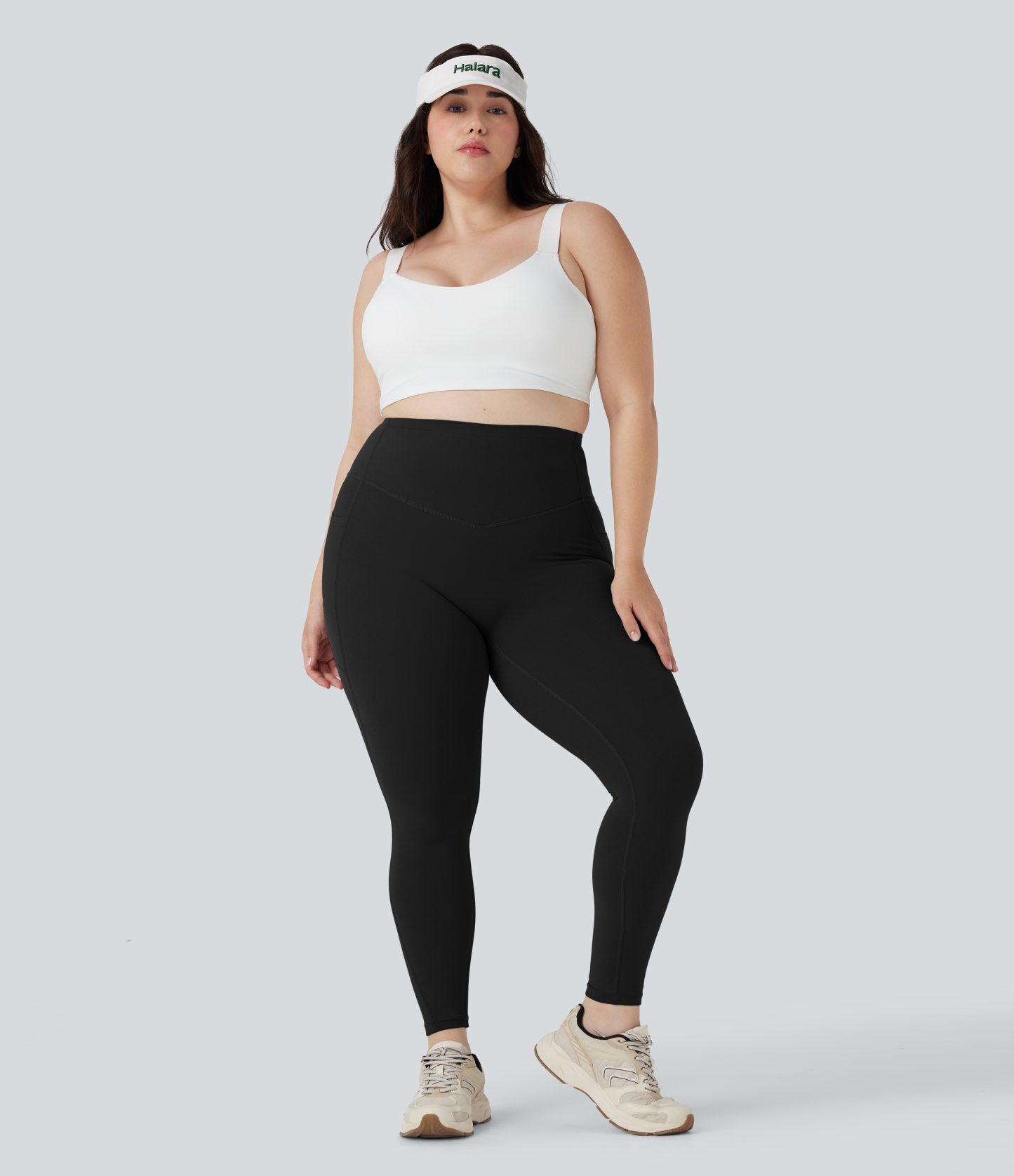 Plus Size High Waisted Butt Lifting Tummy Control Shaping Training Leggings with Pockets