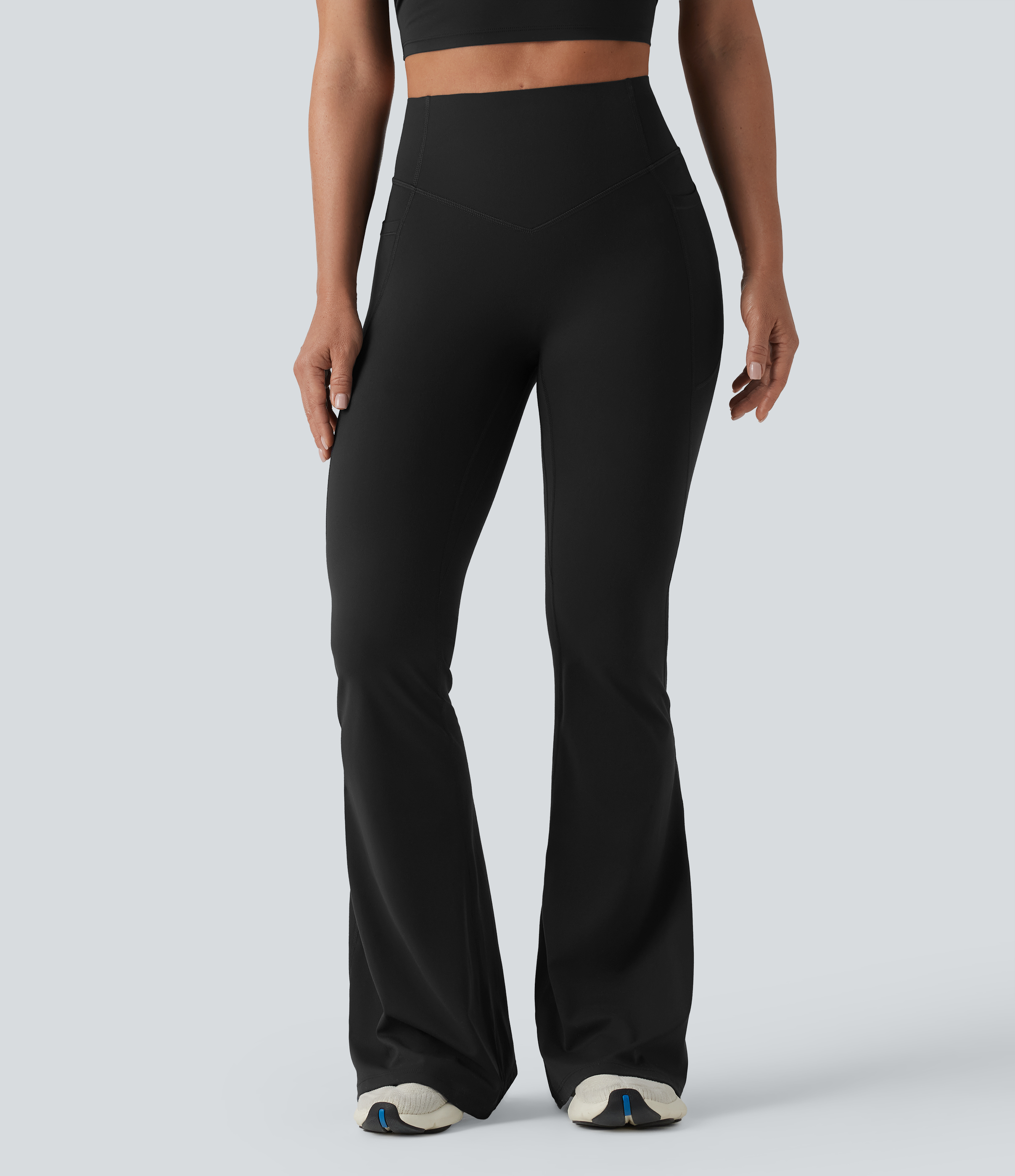 High Waisted Scrunch Butt Lifting Tummy Control Shaping Yoga Flare Leggings with Pockets