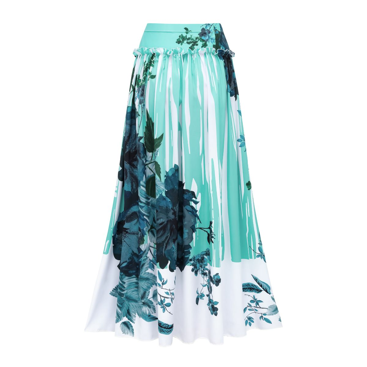 Off Shoulder Blossom Print One Piece Swimsuit and Skirt