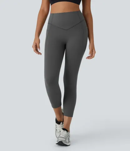 High Waisted Scrunch Butt Lifting Tummy Control Pocket Shaping Capri Training Leggings