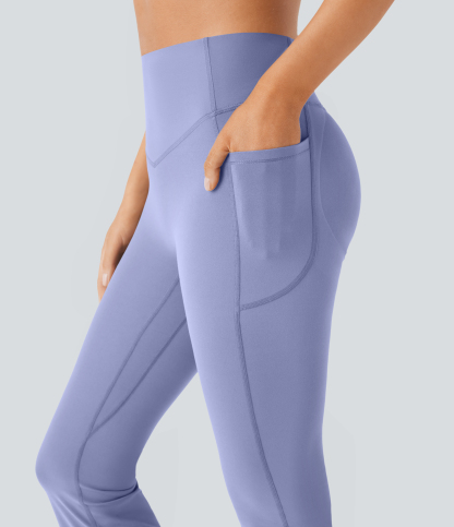 High Waisted Scrunch Butt Lifting Tummy Control Pocket Shaping Yoga Bootcut Leggings