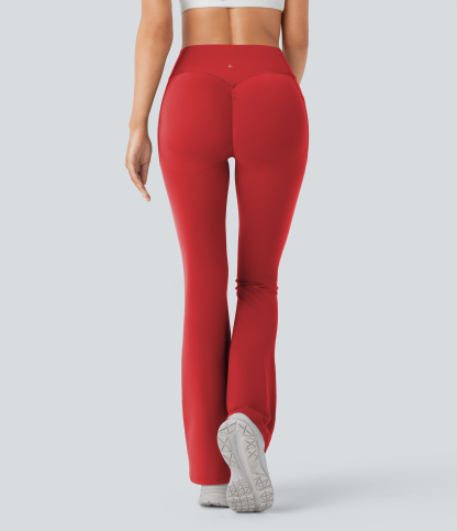 High Waisted Scrunch Butt Lifting Tummy Control Pocket Shaping Yoga Bootcut Leggings