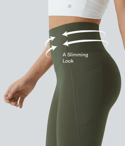 High Waisted Scrunch Butt Lifting Tummy Control Pocket Shaping Yoga Bootcut Leggings