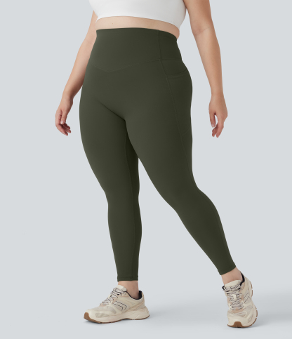 Plus Size High Waisted Butt Lifting Tummy Control Shaping Training Leggings with Pockets