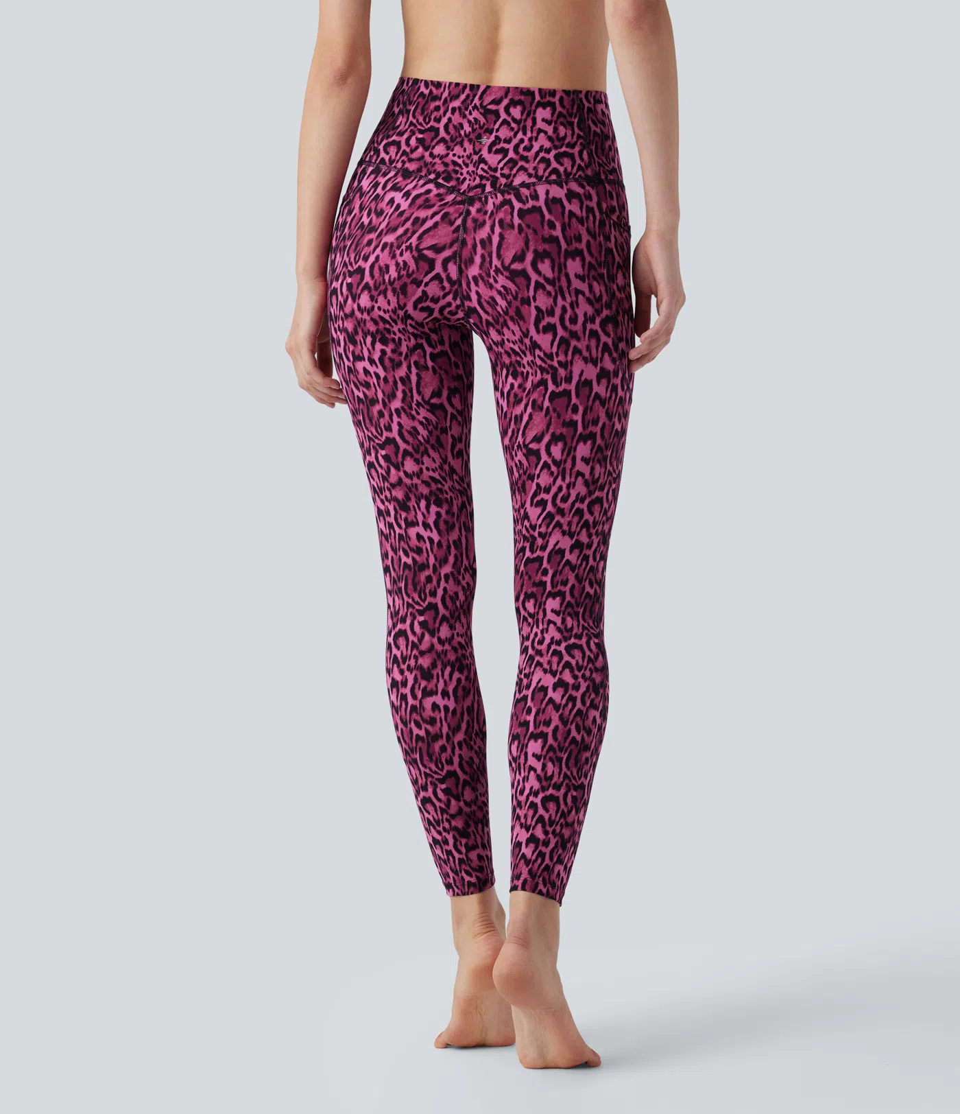 Leopard Print High Waisted Tummy Control Yoga Leggings with Pockets