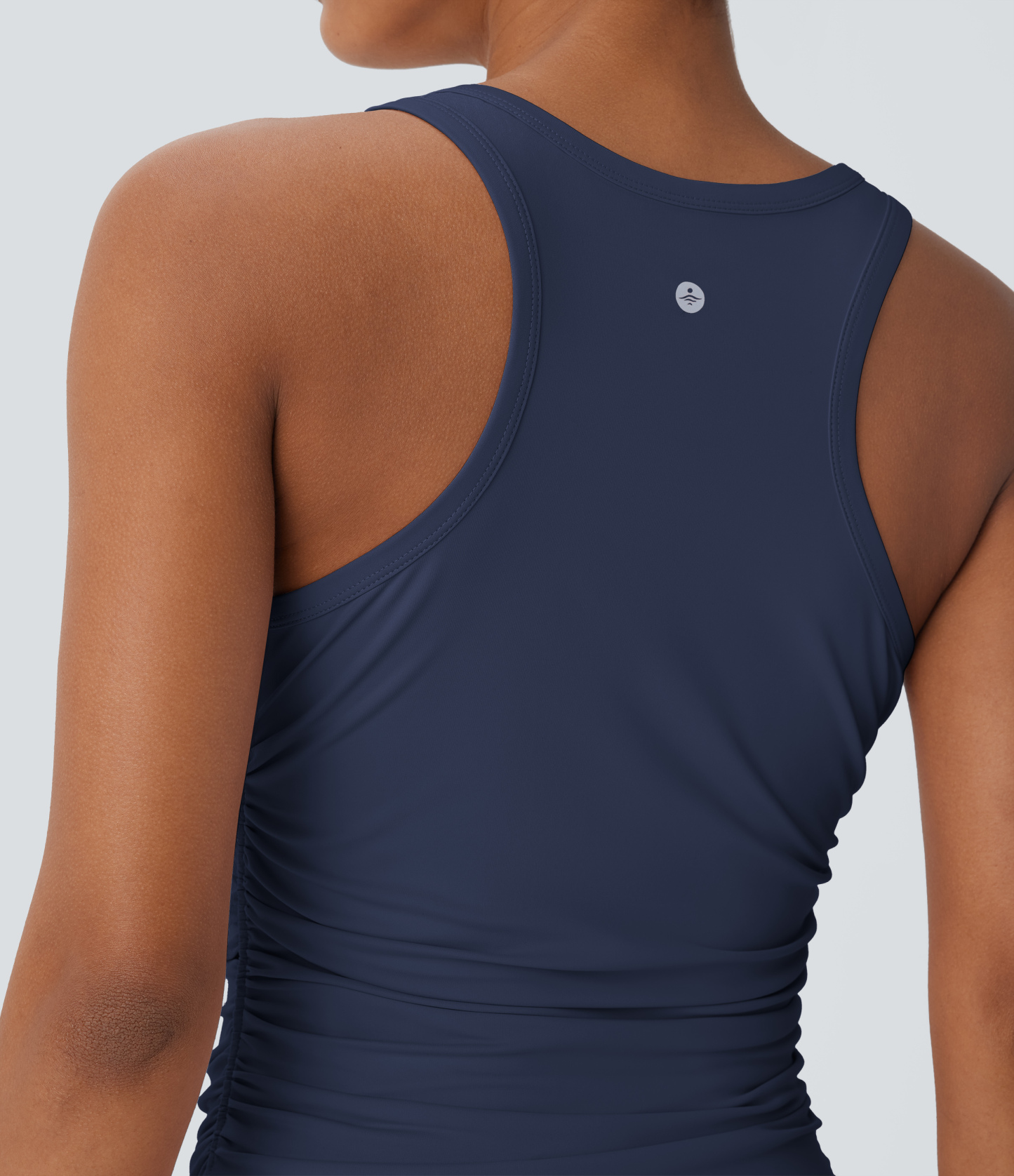 Round Neck Racerback Ruched Yoga Tank Top