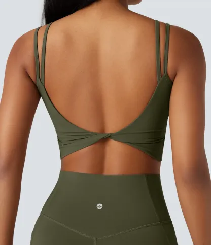 UltraSculpt™ Double Straps Twisted Backless Cropped Yoga Tank Top