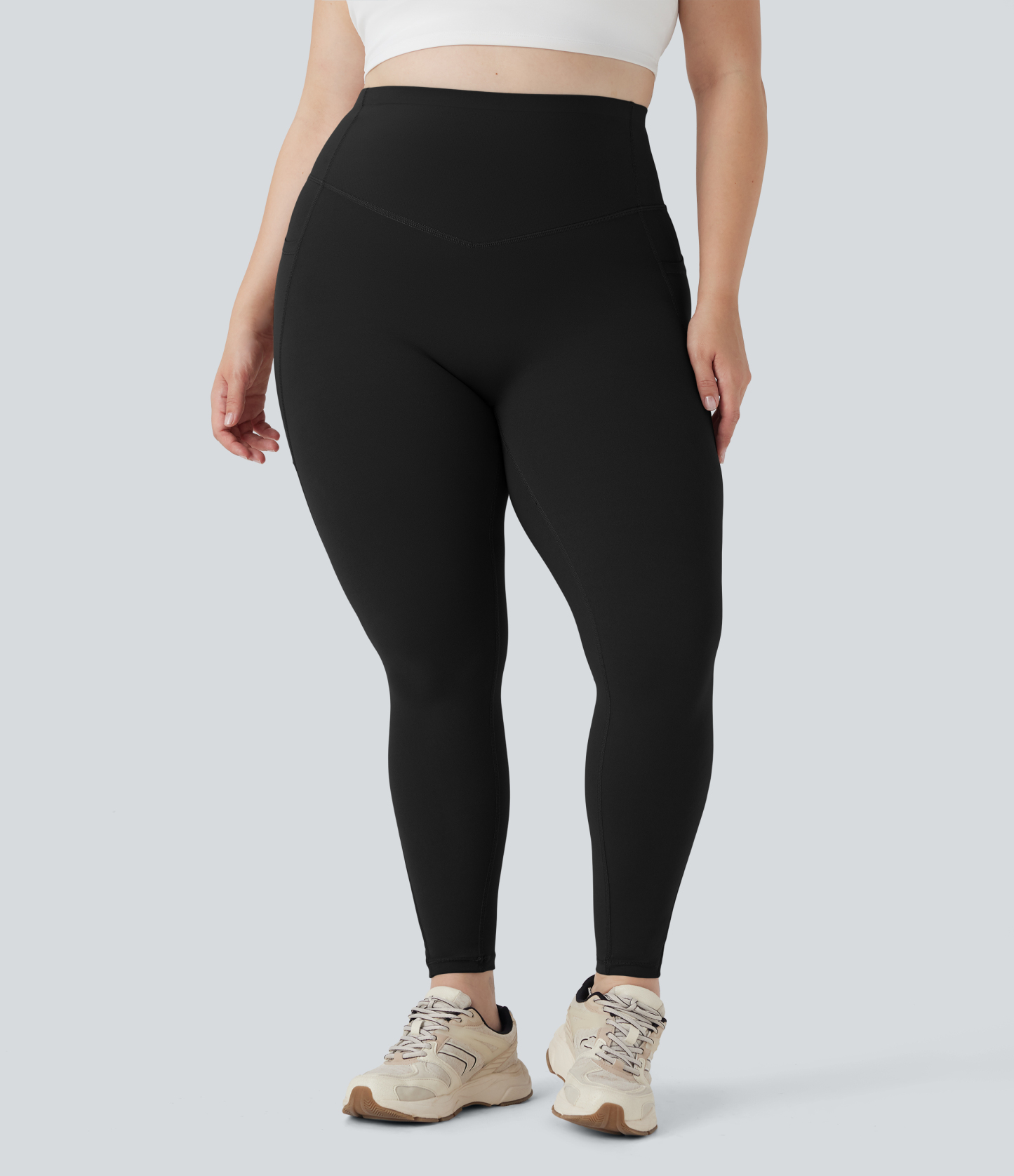 Plus Size High Waisted Butt Lifting Tummy Control Shaping Training Leggings with Pockets
