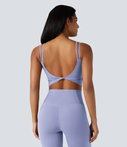 UltraSculpt™ Double Straps Twisted Backless Cropped Yoga Tank Top