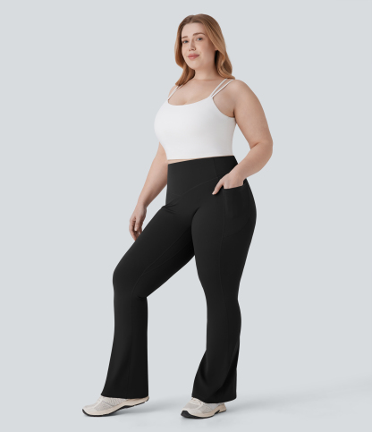 High Waisted Scrunch Butt Lifting Tummy Control Pocket Shaping Yoga Bootcut Plus Size Leggings