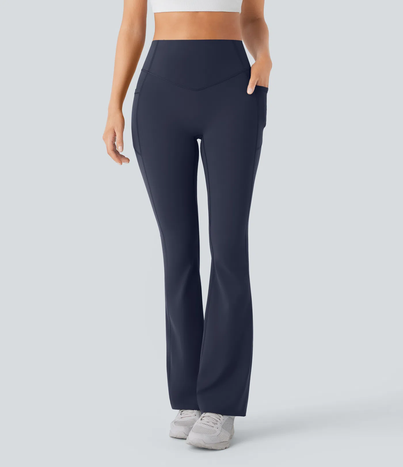 High Waisted Scrunch Butt Lifting Tummy Control Pocket Shaping Yoga Bootcut Leggings
