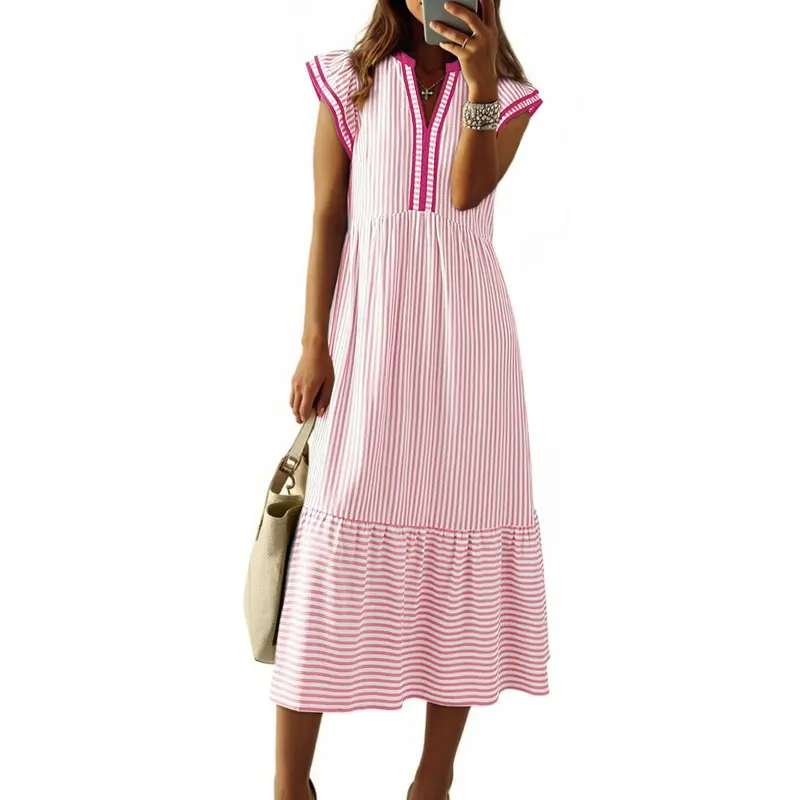 Summer V-Neck Ruffle Maxi Dress