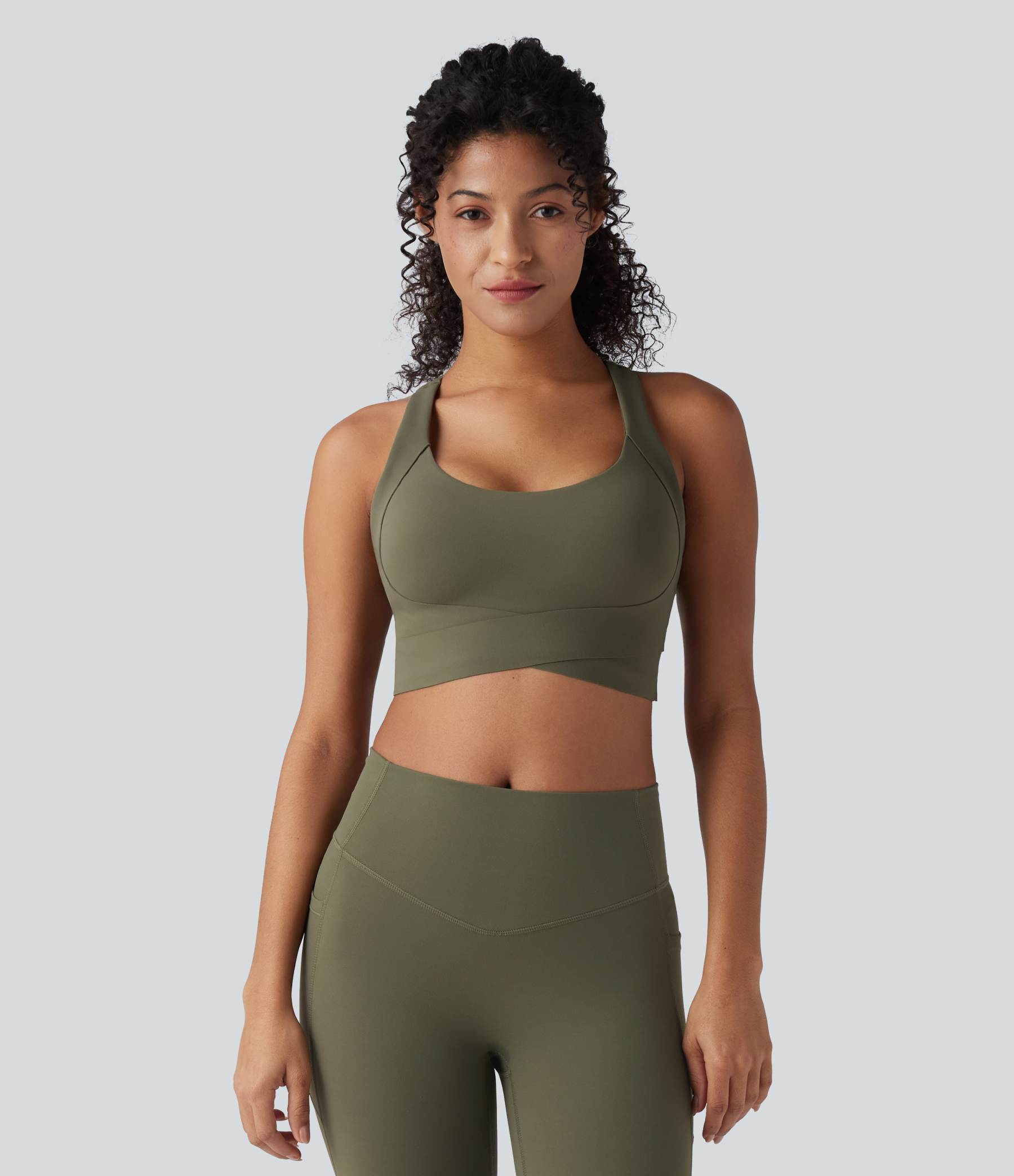 Medium Support Push-Up Crisscross Adjustable Straps Training Sports Bra