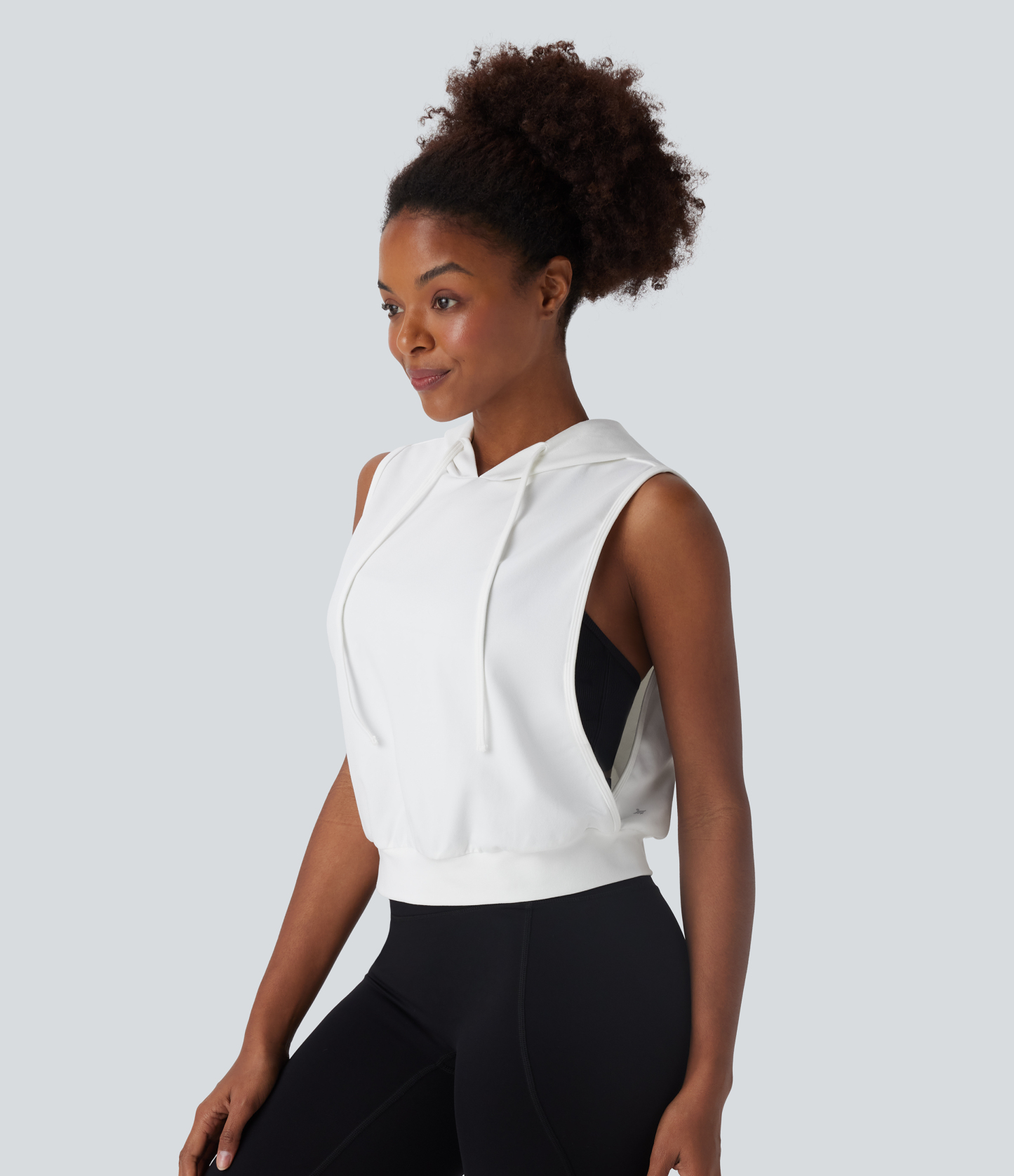 Hooded Drawstring Sleeveless Cropped Running Tank Top