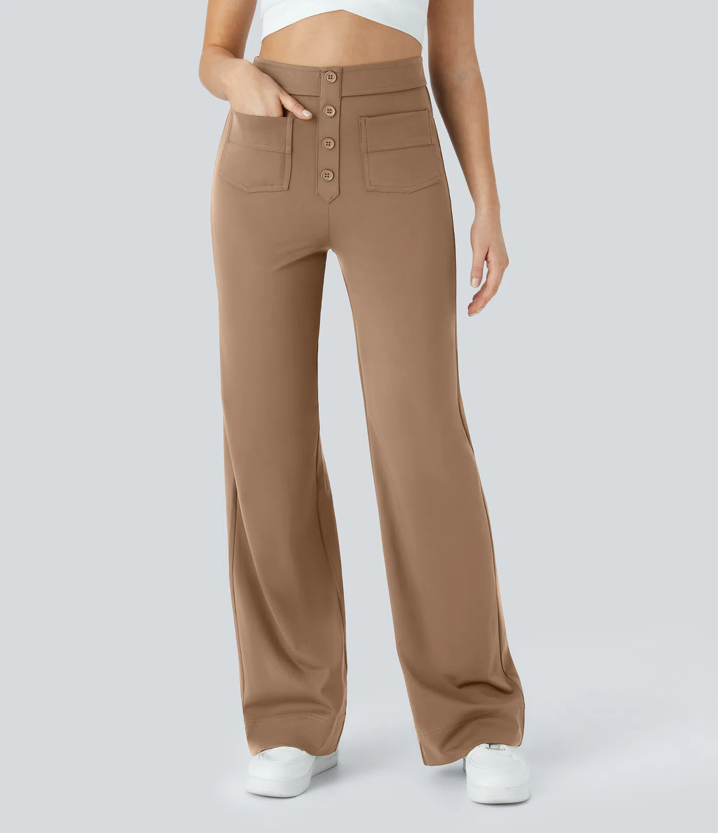 DayStretch High Waisted Pockets Straight Leg Casual Pants