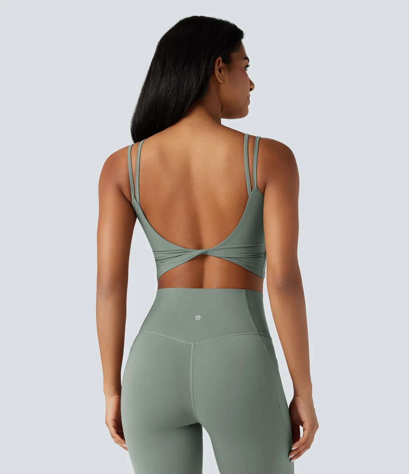 UltraSculpt™ Double Straps Twisted Backless Cropped Yoga Tank Top